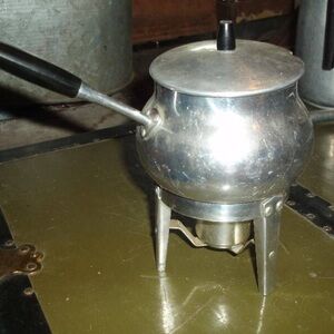 Vintage aluminum fondue pot